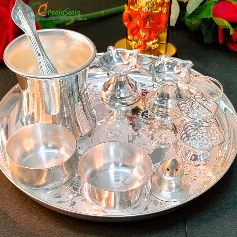 German Silver Pooja Set